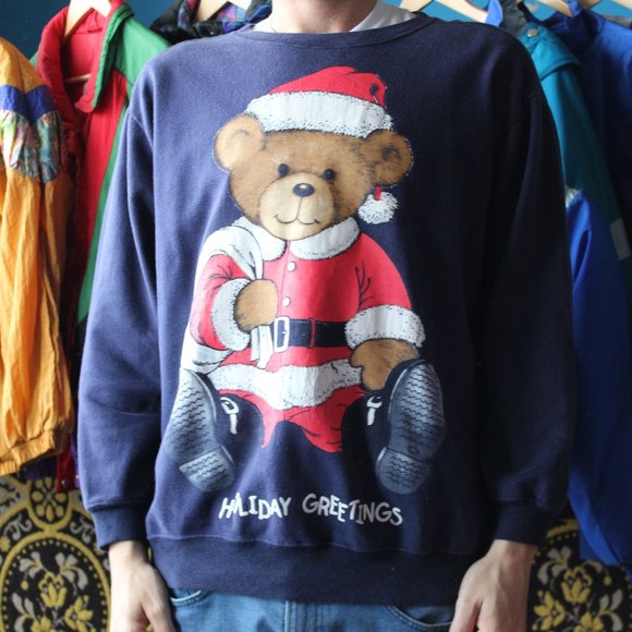 Vintage Other - Vintage Santa Bear Claws Holiday Greetings Sweater